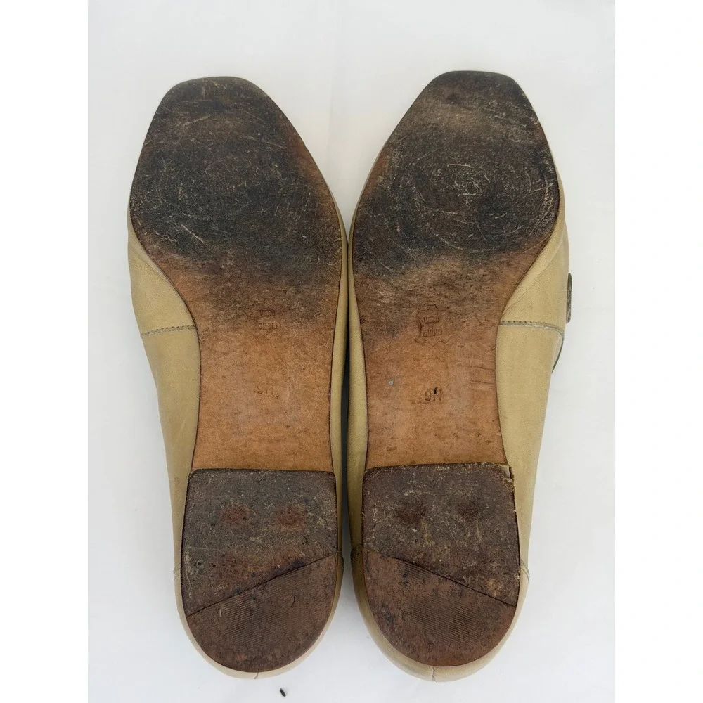 Enzo Angiolini Loafers Womens 9M Tan Leather Square Toe Vintage 90s Flats